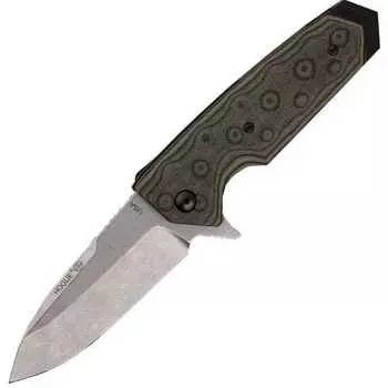 Складной нож Hogue EX-02 Spear Point Flipper, сталь 154CM Stone-Tumbled, рукоять стеклотекстолит G-Mascus - Black/Green