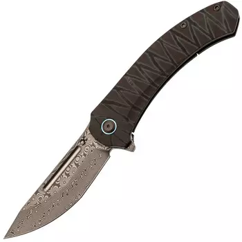 Складной нож Kansept Hira, сталь дамаск, рукоять титан