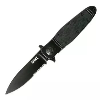 Складной нож Ken Onion Design Bombastic™ IKBS® Flipper, Black Oxide Coated Combo Blade, Stainless Steel Handle with Black GRN Inlays