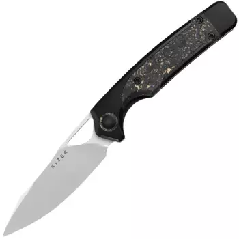 Складной нож Kizer Ara, сталь S45VN, рукоять карбон, черный/золотистый