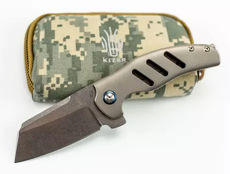 Складной нож Kizer C01C Grey, сталь CPM-S35VN, рукоять титан