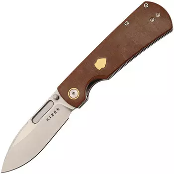 Складной нож Kizer Retro satin сталь Nitro-V, рукоять Brown Micarta