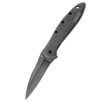 Полуавтоматический складной нож Kershaw Leek 1660BLKW, сталь Sandvik™ 14C28N, рукоять нержавеющая сталь 410, чёрный