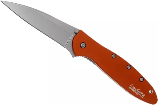 Полуавтоматический складной нож Kershaw Leek, сталь Sandvik™ 14C28N8N, рукоять анодированный алюминий, оранжевый