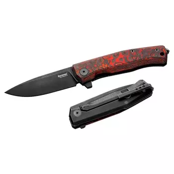 Складной нож LionSteel MT01, сталь MagnaCut, рукоять карбон/титан, красно-черный