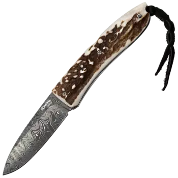 Складной нож Lionsteel Opera, сталь дамаск, рукоять рог оленя