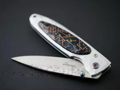 Складной нож Mcusta Platinum label Sоkо Blue MCPV-002, сталь VG-10, рукоять Corian®, Damasteel