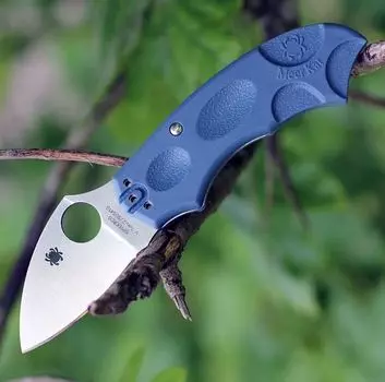 Складной нож Meerkat BLUE Spyderco C64PBLE, сталь V-Toku2 Satin Plain, рукоять термопластик FRN, синий