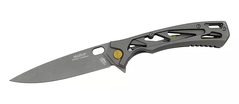 Складной нож НОКС Майор Elite, сталь М390, рукоять титан, серый