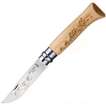 Складной Нож Opinel №8 VRI Animalia Cycling, нержавеющая сталь Sandvik 12C27, 001790, гравировка велосипедист
