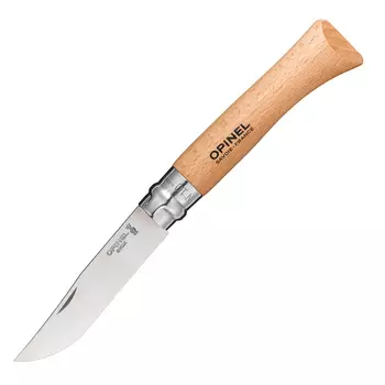 Складной Нож Opinel Stainless steel №10, нержавеющая сталь Sandvik 12C27, бук, 001255, блистер