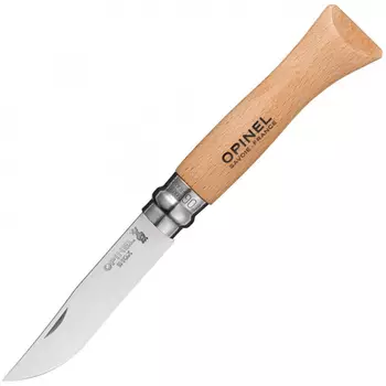 Складной Нож Opinel Stainless steel №6, нержавеющая сталь Sandvik 12C27, бук, 000404, блистер