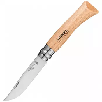 Складной Нож Opinel Stainless steel №7, нержавеющая сталь Sandvik 12C27, бук, 000404, блистер
