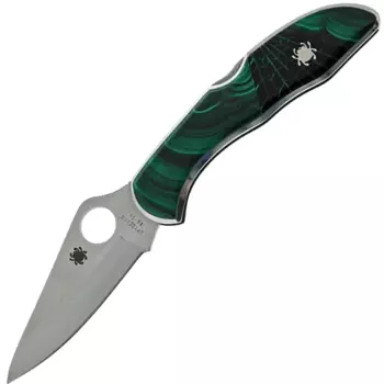Складной нож Santa Fe Spyderco Delica, сталь VG-10, рукоять сталь с накладкой из малахита