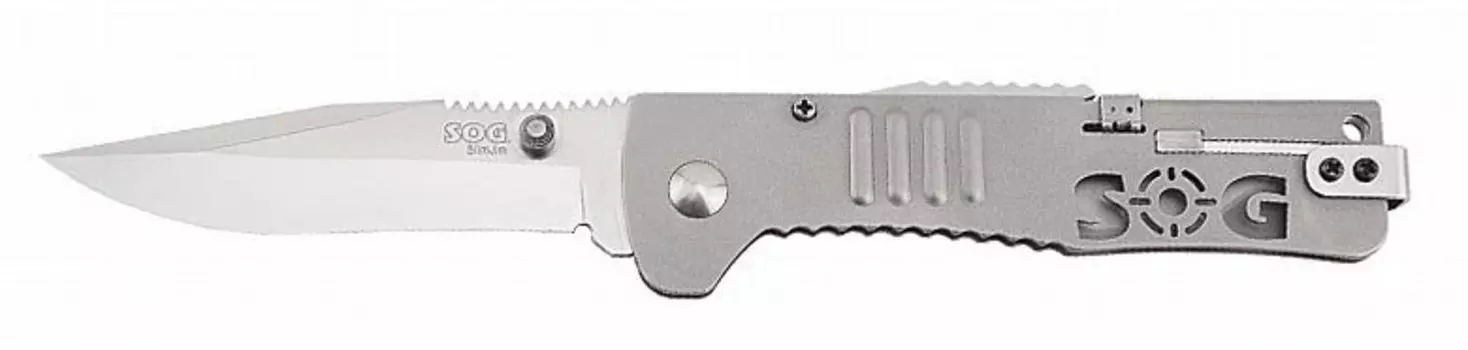 Складной нож SlimJim - SOG SJ31, сталь AUS-8, рукоять сталь 420, серебристый