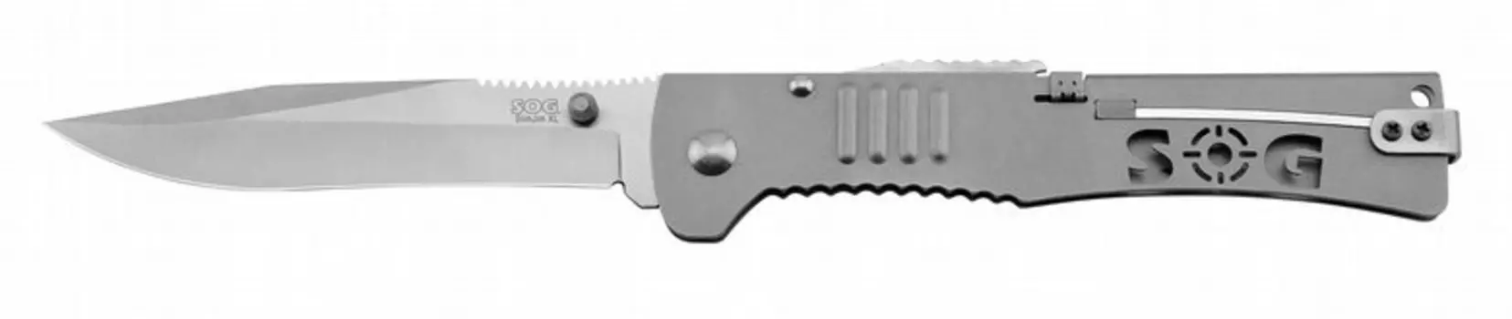 Складной нож SlimJim XL - SOG SJ51, сталь AUS-8, рукоять сталь 420, серый