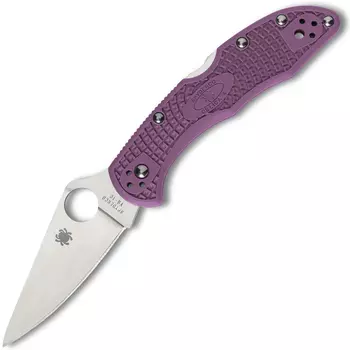 Складной нож Spyderco Delica 4 Flat Ground - 11FPPR, сталь VG-10 Satin Plain, рукоять термопластик FRN, фиолетовый