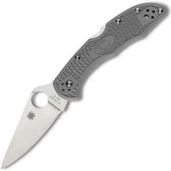 Складной нож Spyderco Delica 4 Flat Ground - 11FPGY, сталь VG-10 Satin Plain, рукоять термопластик FRN, серый