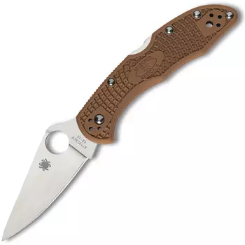 Складной нож Spyderco Delica 4 Flat Ground - 11FPBN, сталь VG-10 Satin Plain, рукоять термопластик FRN, коричневый