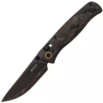 Складной нож SRM Medal 255L-FB2, сталь 140Cr, рукоять измельчённый карбон, черный