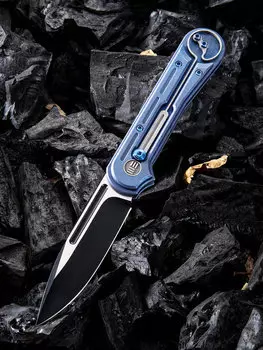 Складной нож WE Knife Double Helix blue, S35VN