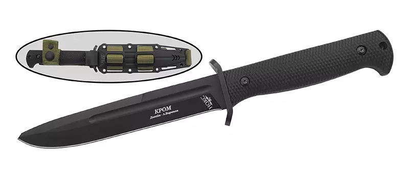 Тактический нож НОКС Кром Black, сталь AUS-8, рукоять резинопластик