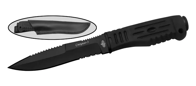 Тактический нож Витязь Спецназ-3 черный, сталь У8, рукоять эластрон