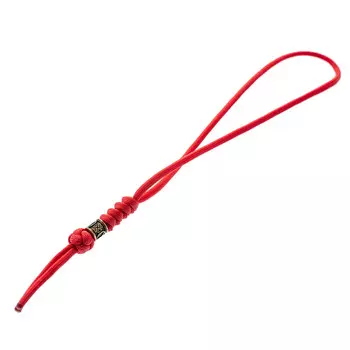 Темляк для ножа большой с бусиной "Руна", красный