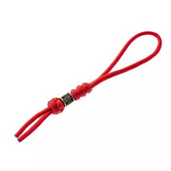 Темляк для ножа средний с бусиной "Руна", красный