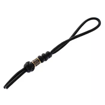 Темляк для ножа средний с бусиной "Руна", черный