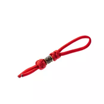 Темляк для складного ножа малый с бусиной "Руна", красный