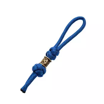 Темляк для складного ножа с бусиной "Руна" малый, синий