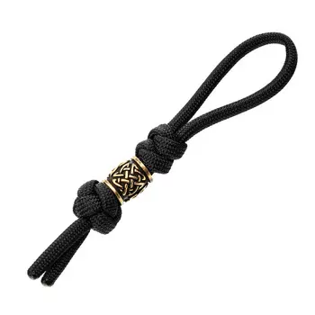 Темляк малый с бусиной "Кельтское плетение", черный