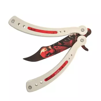 Тренировочный нож-бабочка (балисонг) Дедпул, белый пластик ABS