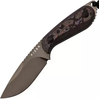 Туристический нож Kizer Buddy DLC сталь CPM-4V, рукоять Purple Haze FatCarbon