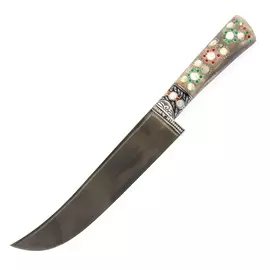 Пчак большой-шеф. Дерево Чинар, сухма с садафом, навершие олово