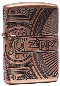Зажигалка ZIPPO Gears Armor™ с покрытием Antique Copper™, латунь/сталь, медная, матовая, 36x12x56 мм