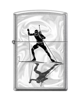Зажигалка ZIPPO Биатлонист с покрытием Street Chrome™, латунь/сталь, серебристая, 36x12x56 мм