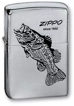 Зажигалка ZIPPO Black Bass Brushed Chrome, латунь с никеле-хром. покрыт., серебр., матов., 36х56х12мм