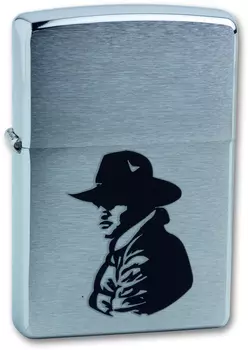 Зажигалка ZIPPO Bronco Cowboy Brushed Chrome, латунь, ник.-хром. покр., сереб., матов., 36х56х12 мм