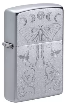 Зажигалка ZIPPO Butterfly and Wolf с покрытием Satin Chrome