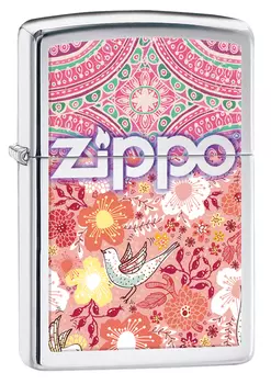 Зажигалка ZIPPO Classic Цветы с покрытием High Polish Chrome