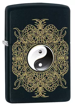 Зажигалка ZIPPO Classic Инь-Янь с покрытием Black Matte