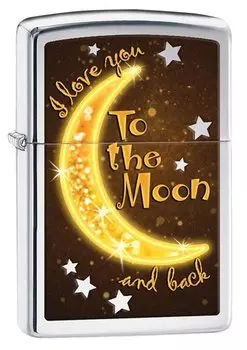 Зажигалка ZIPPO Classic Moon с покрытием High Polish Chrome, латунь/сталь, серебристая, 36x12x56 мм