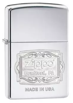 Зажигалка ZIPPO Classic с покрытием High Polish Chrome, латунь/сталь, серебро, 36x12x56 мм