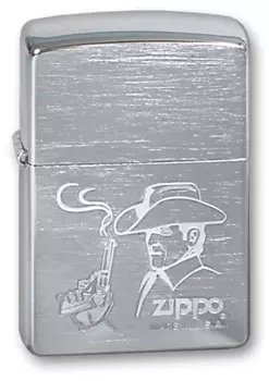 Зажигалка ZIPPO Cowboy Brushed Chrome, латунь, ник.-хром. покр., сереб., матов., 36х56х12мм
