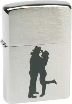 Зажигалка ZIPPO Cowboy Couple Brushed Chrome, латунь, ник.-хром. покр., серебр., матов., 36х56х12 мм