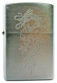 Зажигалка ZIPPO Dragon1 Brushed Chrome, латунь, ник.-хром. покр., серебр., матов., 36х56х12 мм