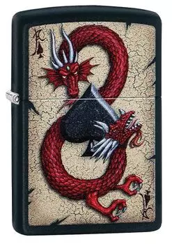 Зажигалка ZIPPO Dragon Ace с покрытием Black Matte, латунь/сталь, чёрная, матовая, 36x12x56 мм