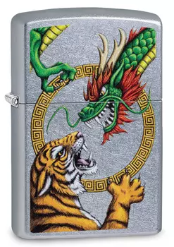 Зажигалка ZIPPO Dragon Design с покрытием Street Chrome™, латунь/сталь, серебристая, 36x12x56 мм